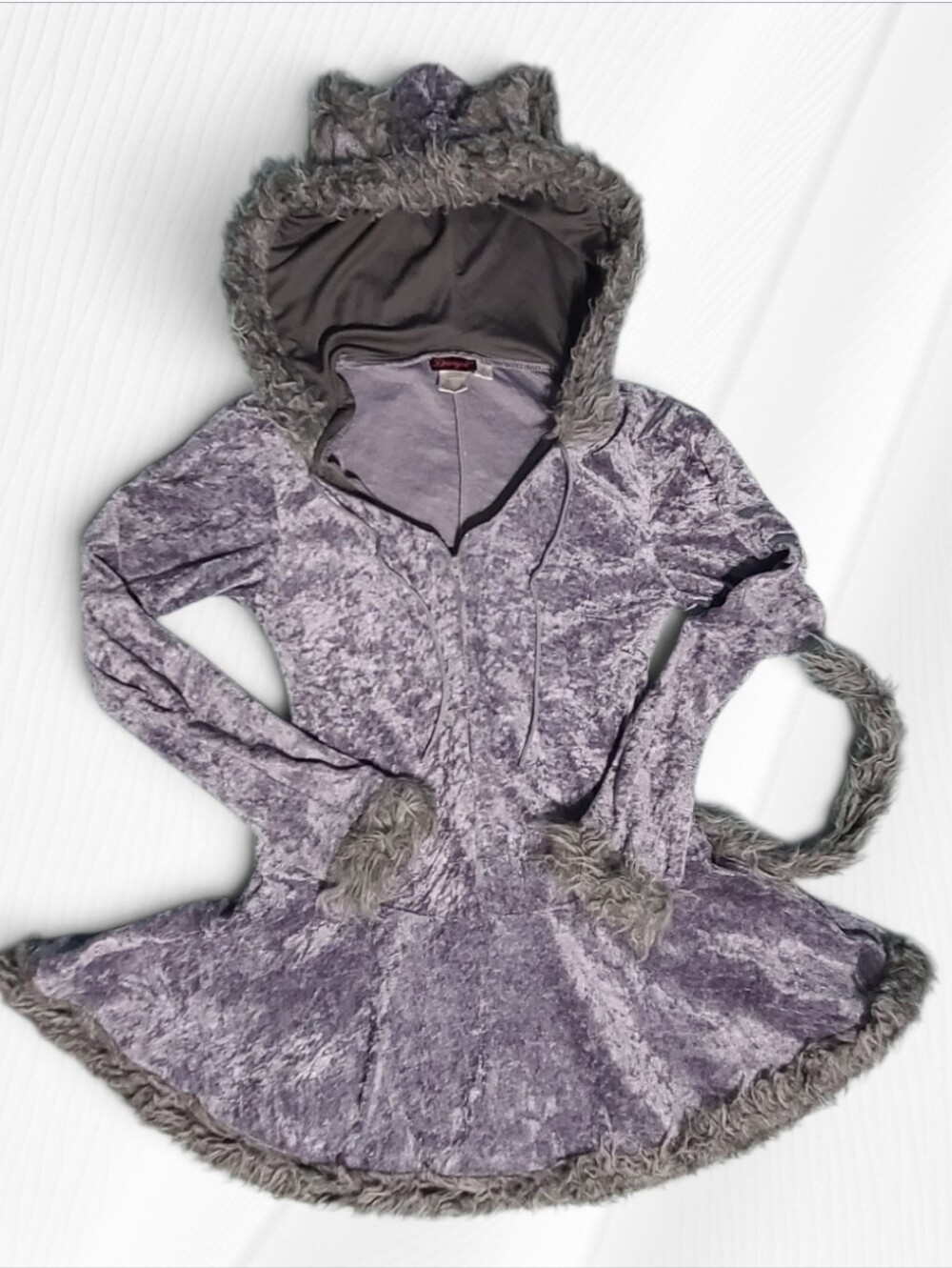 Dreamgirl "Cozy Wolf" Zip-Up Hooded Costume Gray Dress Women's S 🐺